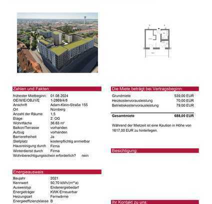 1,5.-Zimmer-Wohnung in Nürnberg-Eberhardshof, Baujahr 2021