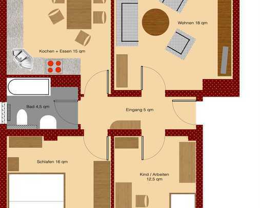 Schöne, moderne, gepflegte, ruhige und trotzdem zentrale 3,5 Raum Wohnung