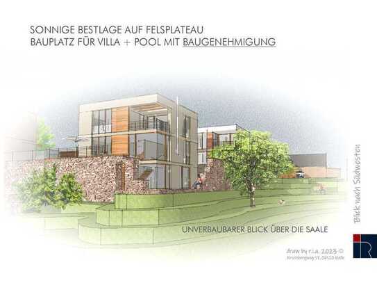 Grundstück a.d. Saale mit Baugenehmigung für Villa