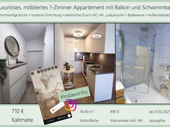 Luxuriöses, möbliertes 1-Zimmer Appartement mit Balkon in Geisenheim