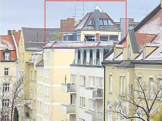 Seltenheit in Toplage Schwabing: Penthouse mit 38 qm Dachterrasse