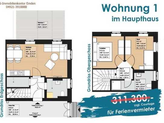 "Neuer Preis" Ferienwohnung "Gulfhof Rysum" im Schatten der Mühle „Wohnung Nr.1“ inkl. Mietgarantie