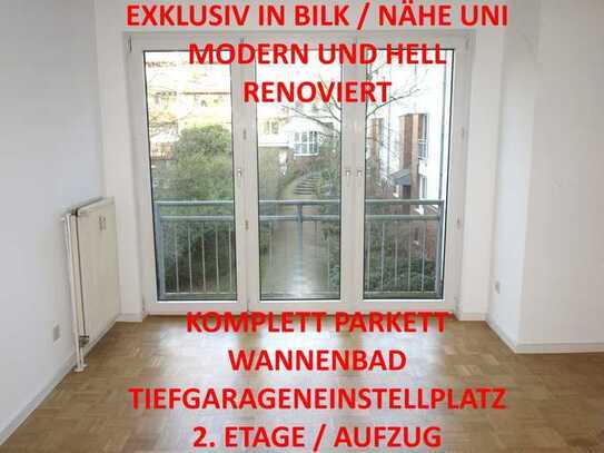 NÄHE UNI 1-ZIMMER-APT. SEP. KÜCHE WANNENBAD RENOVIERT PARKETT MODERN + HELL TG.-STELLPL. 2.OG/AUFZUG