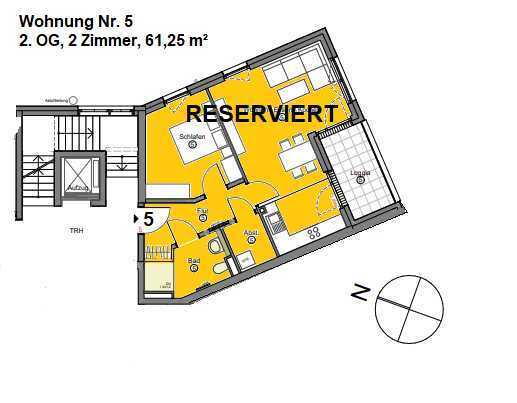 für Singles oder Paare - 2-Zimmerwohnung mit Loggia