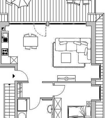 Hochwertige 70m² Dachgeschosswohnung mit großer Dachterrasse (Erstbezug nach Neubau)