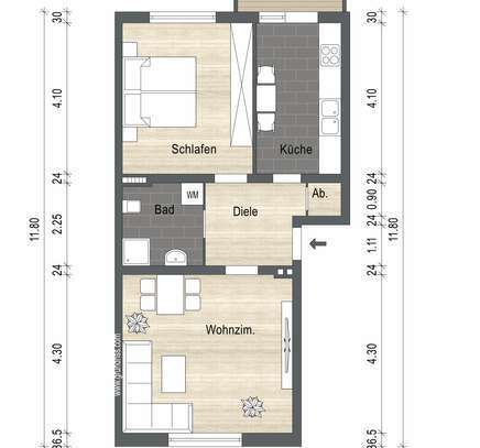 **Erstbezug nach Kernsanierung**Helle 2,5-Zi.-Whg. mit Balkon und Grünblick in ruhiger Lage**