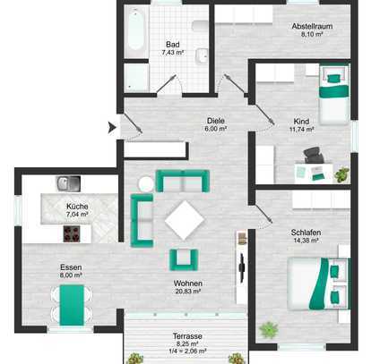 Attraktive Erdgeschoss Wohnung mit 3-Zimmern und Terrasse in Gründau Breitenborn!