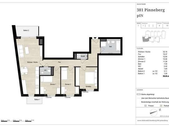 Exklusive 4-Raum-Wohnung mit gehobener Innenausstattung mit Balkon und EBK in Pinneberg (Ersbezug)