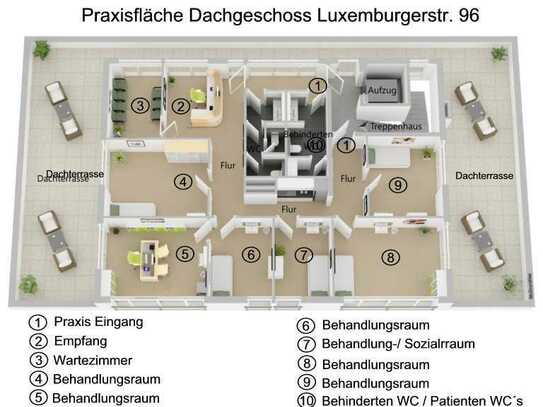 Praxisetage " Im HAUS der GESUNDHEIT " Klimatisiert, Dachterrasse, viele Parkplätze, S- Bahn 100m