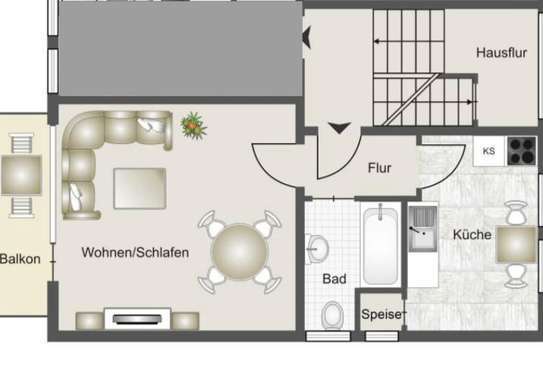 Geschmackvolle & Renovierte 1-Zimmer-Wohnung mit Balkon in verkehrberuhgiter Lage