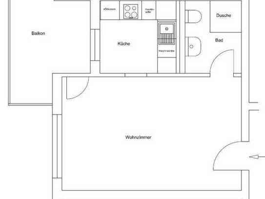 Günstige 1-Zimmer-Wohnung mit Balkon und Einbauküche in Wermsdorf