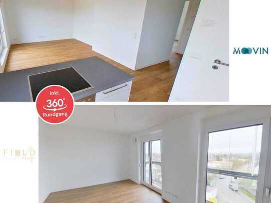 **ERSTBEZUG**: Stilvolle 3-Zimmer-Wohnung mit Dachterrasse und Einbauküche im Neubauquartier 'Fie...