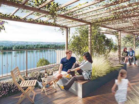 Moderne 2-Zimmer-Wohnung mit großem Balkon am Rhein mit direktem Zugang zur Uferpromenade