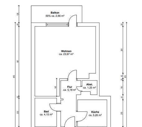 Geschmackvolle 1-Raum-Wohnung mit Balkon in Hilden