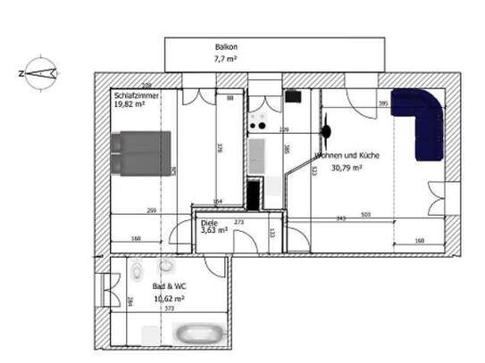 Gepflegte 2-Raum-DG-Wohnung mit Balkon und Einbauküche in Deggendorf