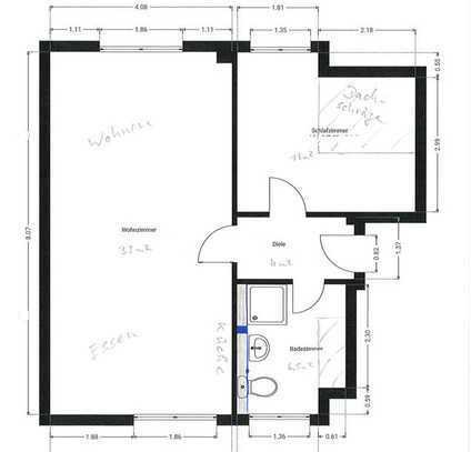 Vogelsang - 2-Raum DG-Wohnung * offene Küche * Bad mit DU