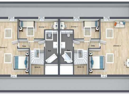 Große und Moderne Penthouse Neubau Wohnung