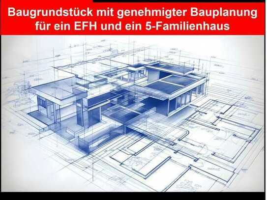Baugrundstück inkl. genehmigter Baugenehmigung für EFH+MFH in Hattersheim