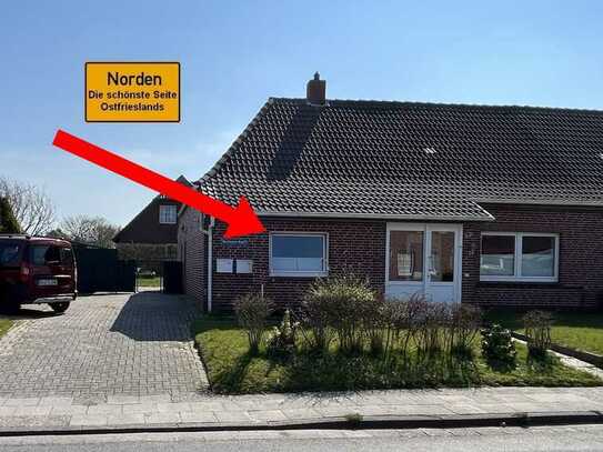 Schön gelegene Erdgeschosswohnung am westlichen Stadtrand von Norden in Richtung Norddeich!