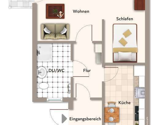 Helle 1,5 Zimmer-Wohnung mit Südbalkon!