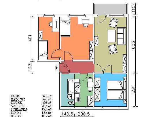 4,0-Zimmerwohnung mit modernen Bad und Balkon!