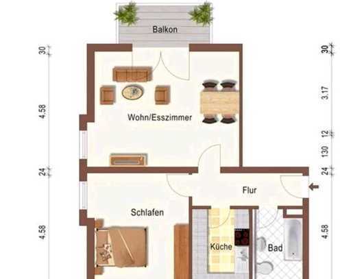 Zweiraumwohnung 64 qm mit Carportstellplatz zu vermieten