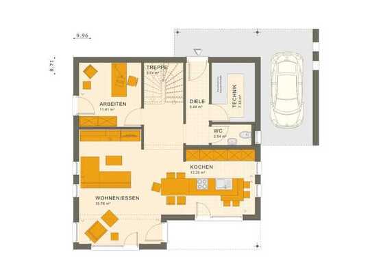 Modernes Haus mit Bodenplatte, Küche, PV und Sonderdarlehen