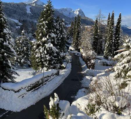 Winter in Garmisch, möblierte Wohnung, fantastischer Bergblick