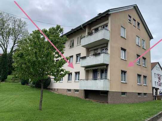 73262 Reichenbach / Fils: Helle 3-Zi-Wohnung m. Balkon im Hochparterre eines MFH. Renovierungsbedarf