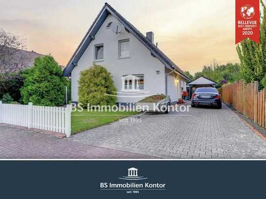 Papenburg! Einfamilienhaus mit Carport, überdachte Terrasse, Gartenanlage und Blockhaus in ruhiger L