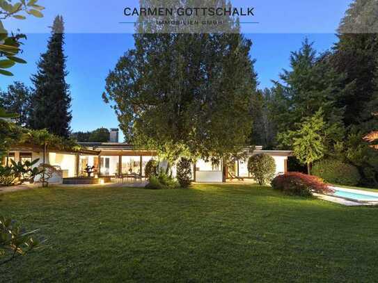 Meisterstück der Architektur - Atrium-Bungalow auf parkähnlichem Grundstück in Premiumlage