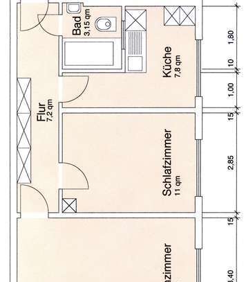 2-Raum-Hochparterre-Wohnung in Stuttgart