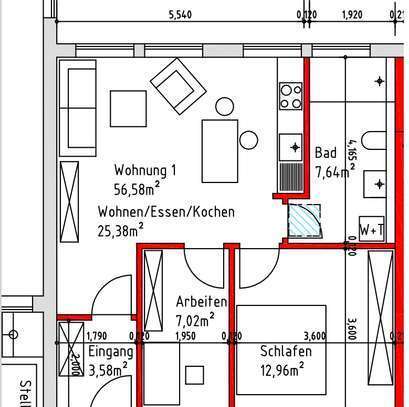 Helle, ebenerdige, grundsanierte 2-Zimmer-Wohnung