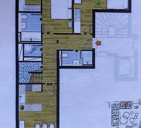 Komplett möblierte 3-Zimmer-Maisonette-Wohnung mit luxuriöser Innenausstattung