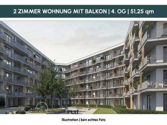 Neubau 2-Zimmer-Wohnung Südost Balkon zum Innenhof im 4. Stock. Barrierefrei direkt an U2