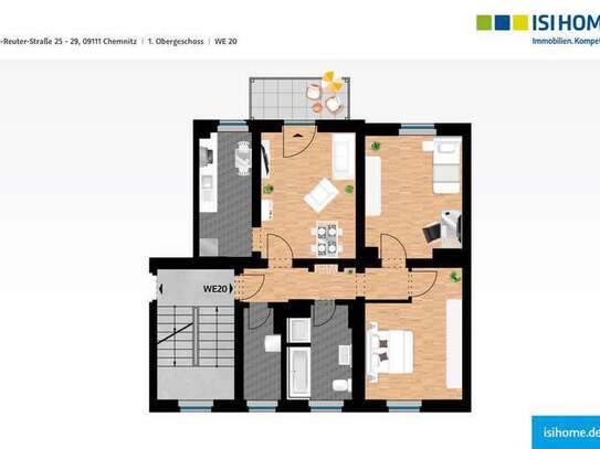 Aufegpasst! 3-Raumwohnung im Zentrum von Chemnitz - WE20