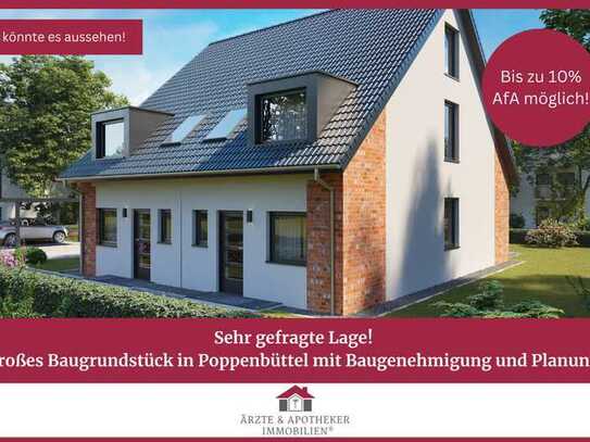 Sehr gefragte Lage! 
Großes Baugrundstück in Poppenbüttel mit Baugenehmigung und Planung!