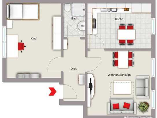 Wohnung 2. OG, 2 ZKDB, Viersen Zentrum, frei ab 01.07.2025