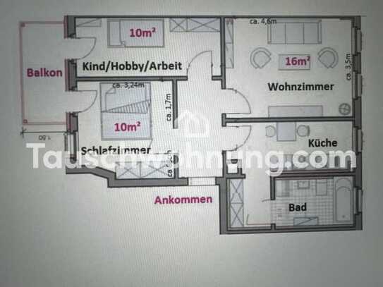 Tauschwohnung: 3 Raum Wohnung mit Balkon und Fußbodenheizung