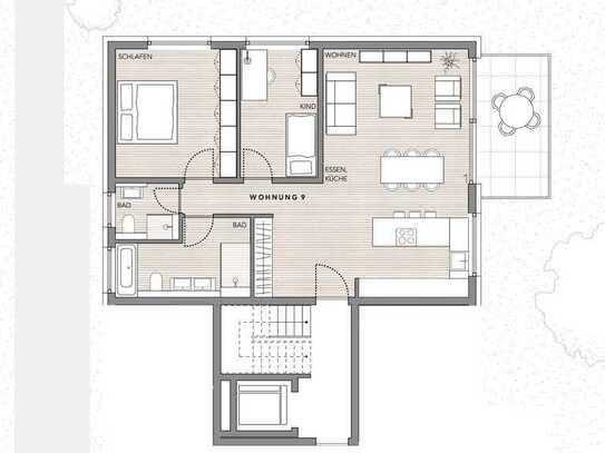 3,5 Zimmer-Wohnung im OG mit Südbalkon