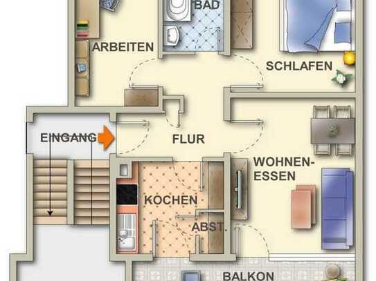 STUDIEREN IN KARLSRUHE = MÖBLIERTES 3-ER WG-WOHNREFUGIUM MIT BALKON IN DER BELIEBTEN WALDSTADT...