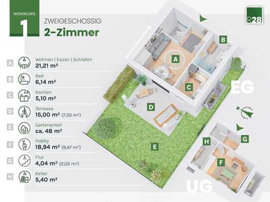 Deine eigenen 4 Wände – innovative Aufteilung, hell und einladend (Wohnung 1)