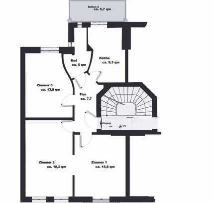 Schöne 3-Zimmer-Wohnung mit 2 Balkonen und Garage im Hinterhof in Hamburg Eppendorf