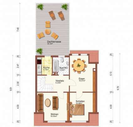 Helle Dachgeschosswohnung mit großer Terrasse in Ludwigshafen-Oggersheim