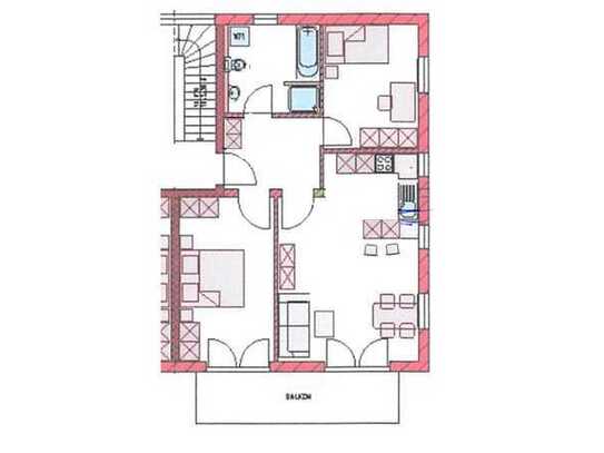 Attraktive 75qm 2,5-Zi-Wohnung + 45qm Speicher-Hobbyraum + Balkon + Top-EBK + Garage & SP