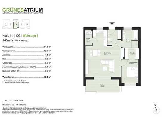 Große 2-Zimmer-1.OG-Wohnung in Mehrfamilienwohnanlage