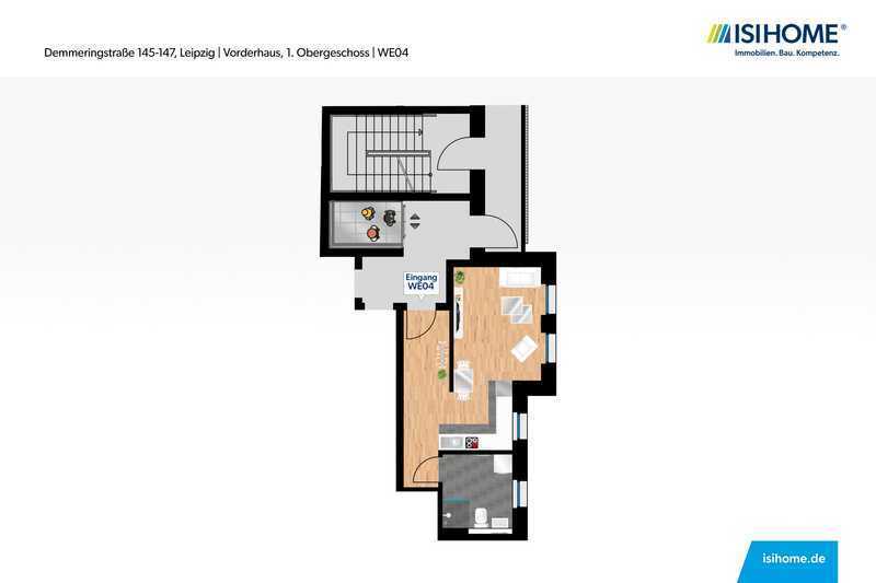 Erstbezug in Lindenau! 1-Raumwohnung mit Einbauküche- WE04