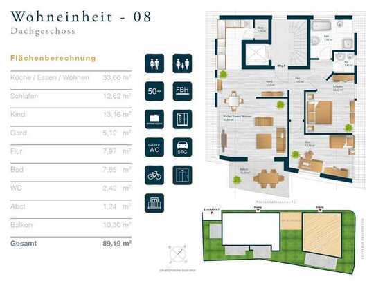 Stilvolle, neuwertige 3-Zimmer-Dachgeschosswohnung mit geh. Innenausstattung mit Balkon