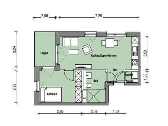 Neubau 2-Zimmer-Etagenwohnung mit Loggia!