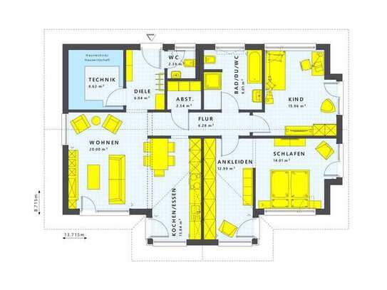 Zukunft-optimiert bauen Sonniger Bungalow für die kleine Familie !